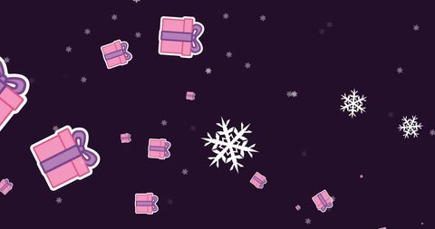 Festive Falling Gifts and Snowflakes on Dark Background - Download Free Stock Images Pikwizard.com
