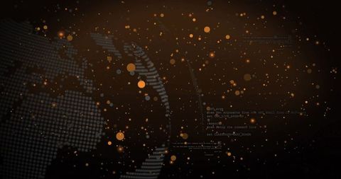 Rotating digital globe in cyber space with code fragments