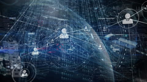 Digital Connections Network over Cityscape