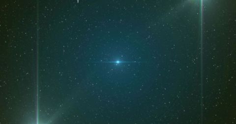 Radiant Star in Cosmic Space with Lens Flare Effect