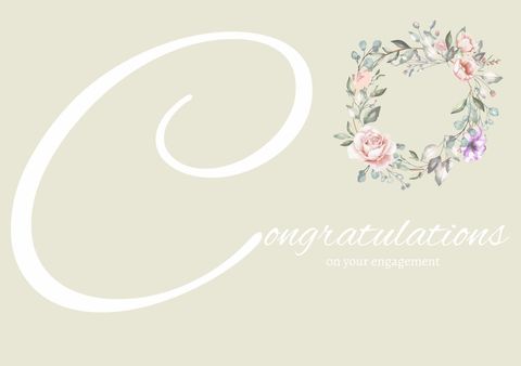 Elegant Floral Engagement Congratulations Card Template - Download Free Stock Templates Pikwizard.com
