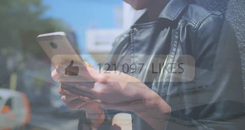 Woman Checking Viral Smartphone Notifications