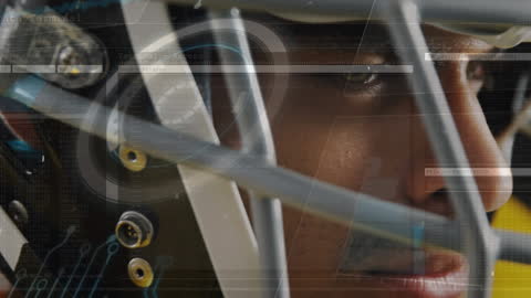 Animating Caucasian Rugby Player with Digital Interface Graphics