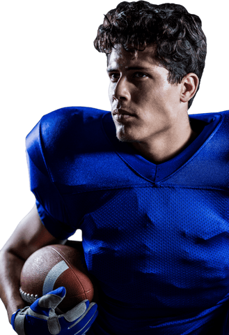 Confident American Football Player Holding Football Transparent Background