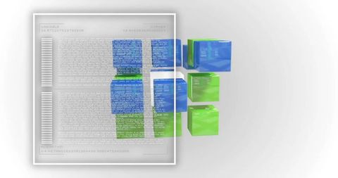 Abstract 3d cubes with code for futuristic data concept