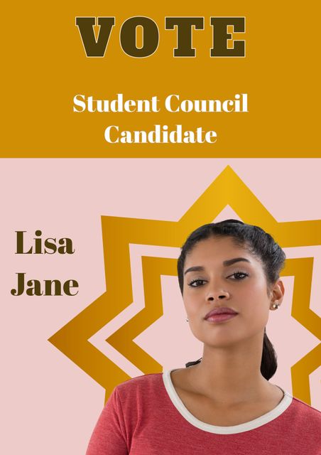 Ideal for school election campaign materials. Use in educational settings, election promotions, or campaign awareness initiatives. Highlights confidence and leadership qualities.