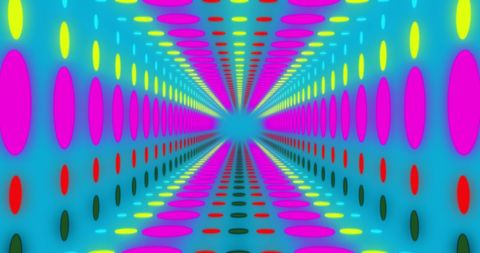 Abstract neon circles in futuristic 3d tunnel