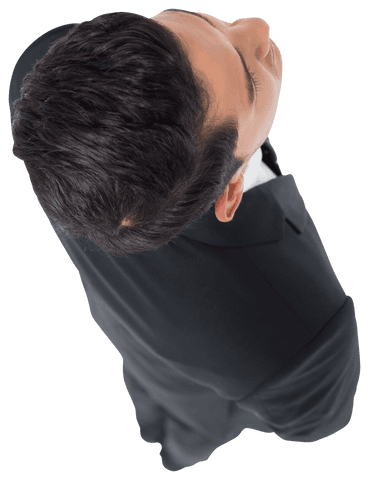 Isolated Businessman Looking Up on Transparent Background