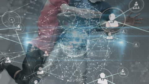 Football Player Amidst Global Network Data Visualization