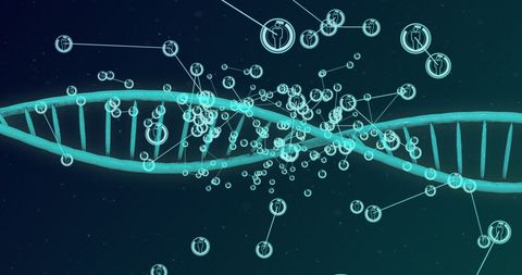 Digital DNA Strand Networking with Data Connections Concept