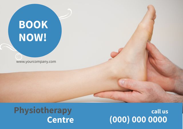 Hands Providing Physiotherapy for a Foot, Promoting Health Care Services - Download Free Stock Templates Pikwizard.com