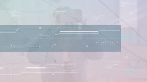 Futuristic Data Visualization with VR Headset User