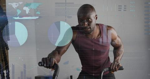 High-intensity indoor cycling workout with real-time analytics and performance charts