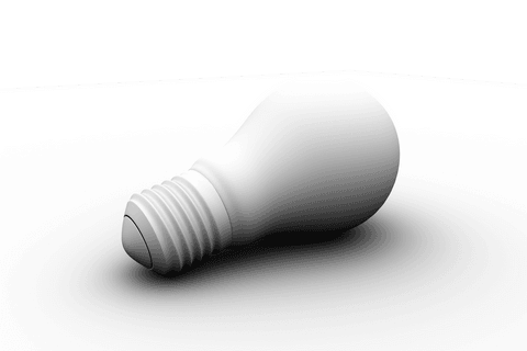 Transparent 3d white bulb model on blank background