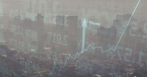 Stock Market Data Overlay on Modern Cityscape - Download Free Stock Images Pikwizard.com