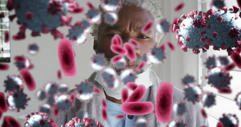 Pandemic Impact Concept with Virus Overlying a Man