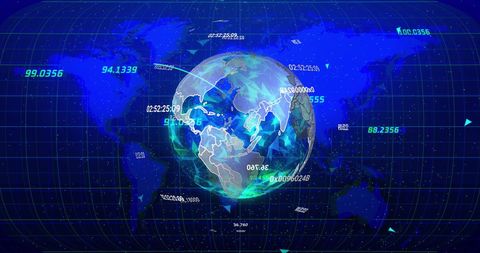 Digital Data Flow Around 3D Globe on World Map - Download Free Stock Images Pikwizard.com