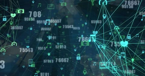 Digital Network Visualization with Connected Icons and Numbers - Download Free Stock Images Pikwizard.com