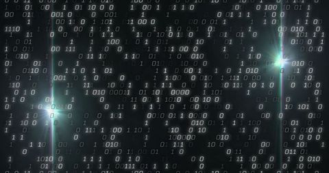 Binary Code Stream in Futuristic Digital Matrix