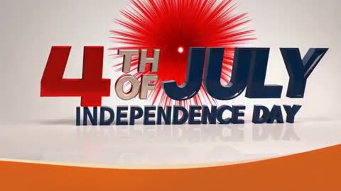 Vibrant 3D Fourth of July Text with Red Fireworks Display