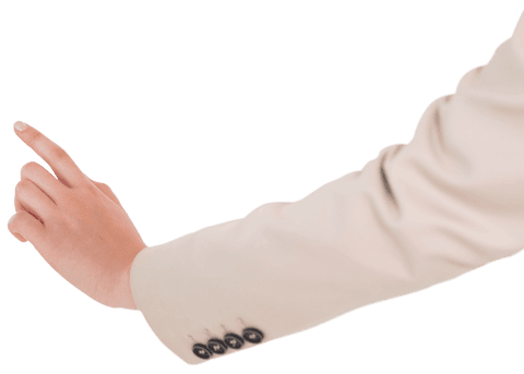Transparent Hand of Businesswoman Pointing on White Background