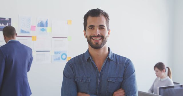 Confident Businessman in Casual Wear Standing in Modern Office - Download Free Stock Images Pikwizard.com