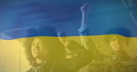 ukrainian flag overlay on passionate protesters demonstrate protest - Download Free Stock Images Pikwizard.com