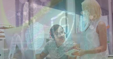 Digital Security Concept with Business Professionals in Office