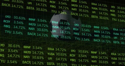 Soccer Ball with Financial Data Overlay Highlighting Sports Business Analysis