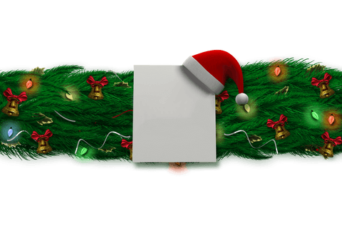 Transparent Christmas Garland with Santa Hat and Blank Sign