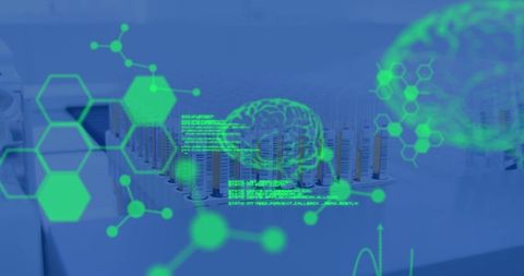 Digital Interface Overlay on Laboratory Equipment with Scientific Elements
