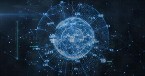 Futuristic 3D Digital Globe With Dynamic Data Nodes and Lines