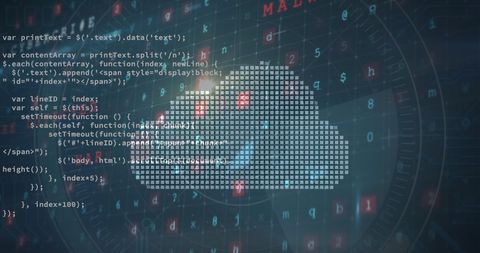 Digital Cloud with Data Processing Code and World Map - Download Free Stock Images Pikwizard.com