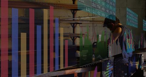 Technician Analyzing Data with Industrial Equipment