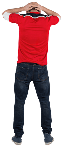 Transparent View of Disappointed Sports Fan Facing Away