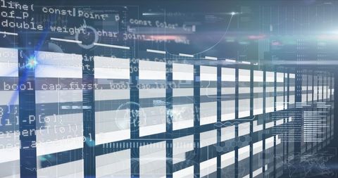 Data Processing Overlay in Futuristic Server Room - Download Free Stock Images Pikwizard.com