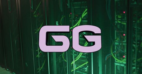 6G Technology Banner on Data Center Background