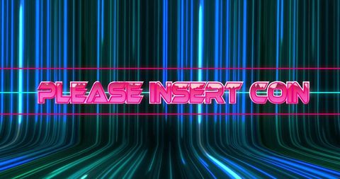Retro Gaming Concept with Neon 'Please Insert Coin' Message - Download Free Stock Images Pikwizard.com