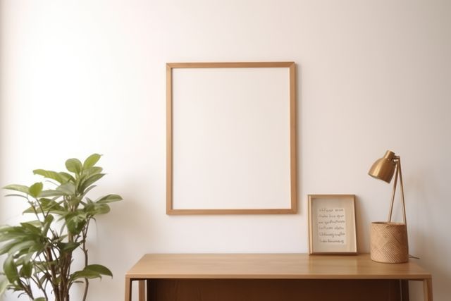 Perfect for illustrating minimalist office or home workspace design. Ideal for articles or blogs about minimalism, interior decor inspirations, modern office setups, and productivity tips. Suitable for websites showcasing furniture, office supplies, or design services.