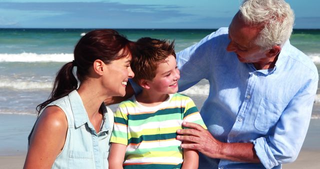 Happy Family Enjoying Beach Time Together - Download Free Stock Images Pikwizard.com