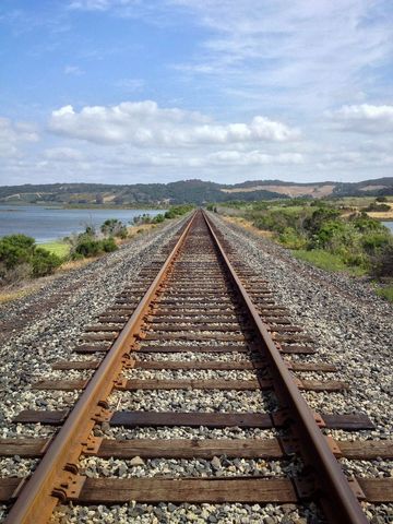 Endless railroad in picturesque countryside