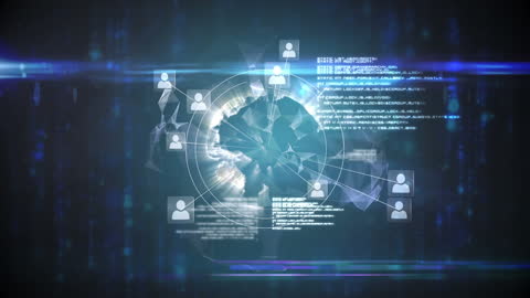 Digital Data Network over Spinning Globe Concept