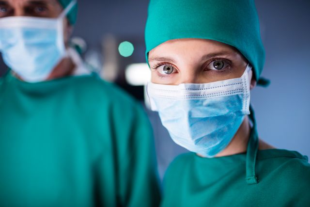Portrait of female surgeon standing in operating room at hospital