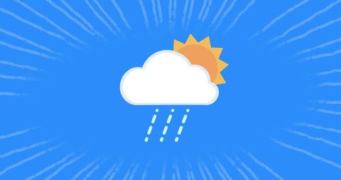 Sun and Cloud with Magical Rain on Blue Sky - Download Free Stock Images Pikwizard.com