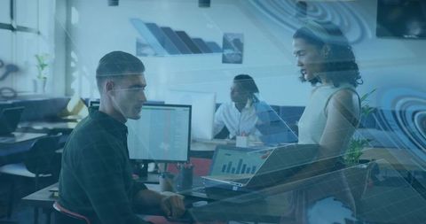 Professional team collaboration in modern open office