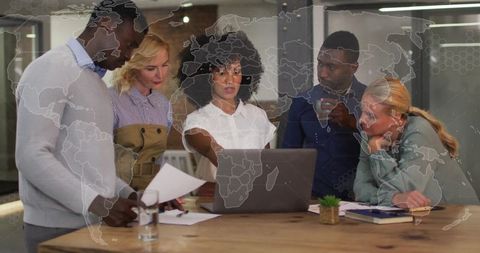 Diverse Team Collaborating at Modern Office Meeting Room Table