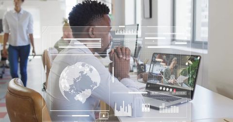 Diverse Professional Engaged in Digital Video Conference with Futuristic Interface - Download Free Stock Images Pikwizard.com