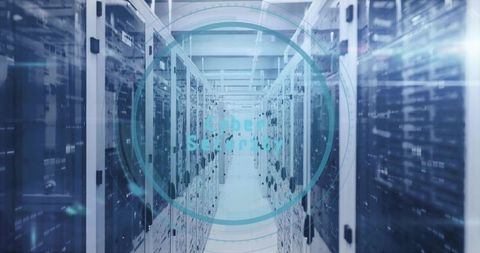 Data center corridor with cybersecurity overlay