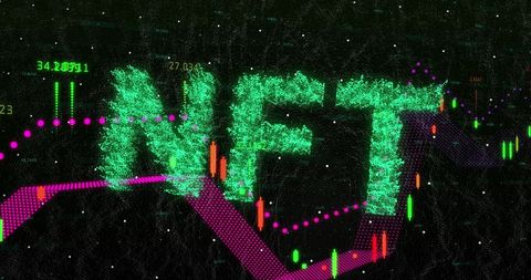 Digital NFT Text Amidst Financial Data Visualization - Download Free Stock Images Pikwizard.com