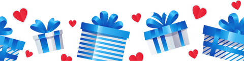Floating Gift Boxes with Blue Ribbons on Transparent Background